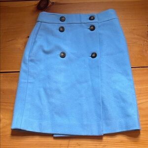 BODEN 2 Baby Blue Eloise Mini Skirt Wool Sailor Button Detailing